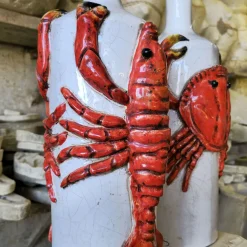 Lobster Polychrome Ceramic Bottle