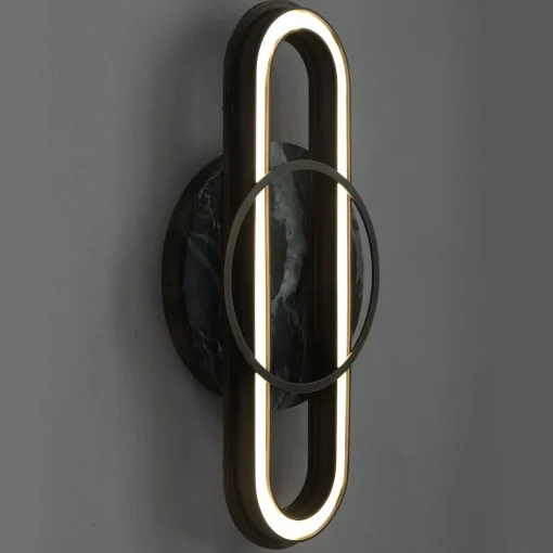 Loop Brass and Marble Wall Lamp