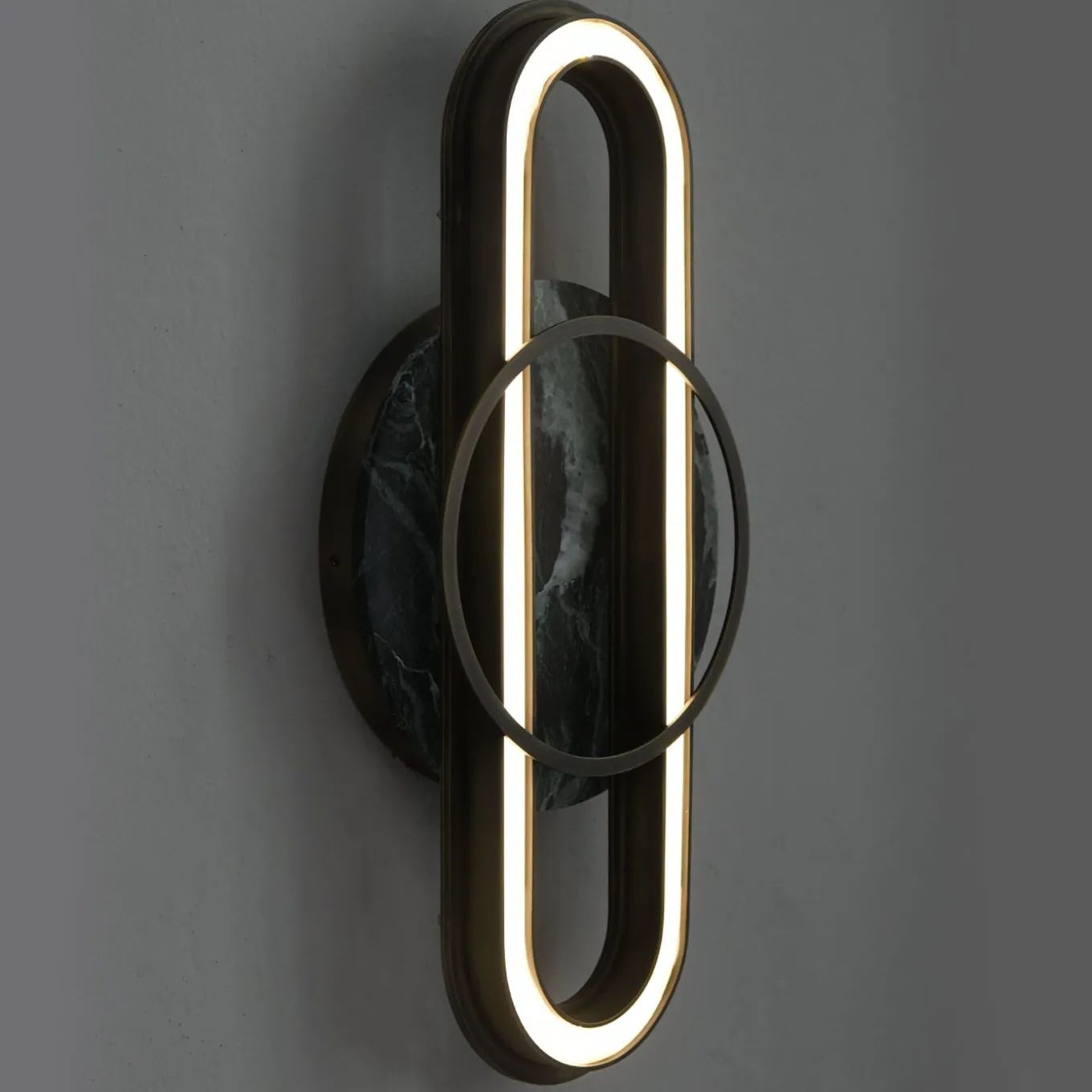Loop Brass and Marble Wall Lamp