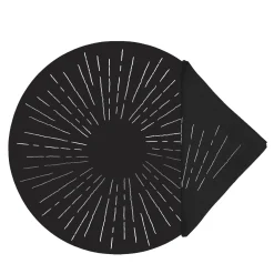 LUCE Set of Round Black & Platinum Placemat and Napkin