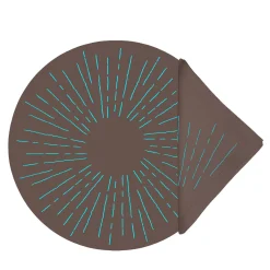 LUCE Set of Round Noce & Turquoise Placemat and Napkin