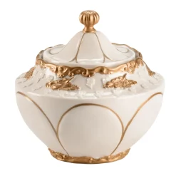 Lucia White & Gold Sugar Bowl