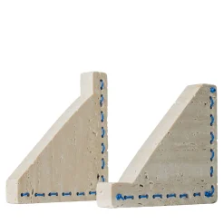 Lulù Travertine & Blue PVC Cord Bookends