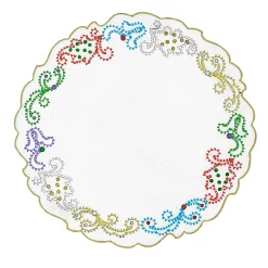 Luminaria Festa Polychrome Set of 2 White Linen Charger Placemats