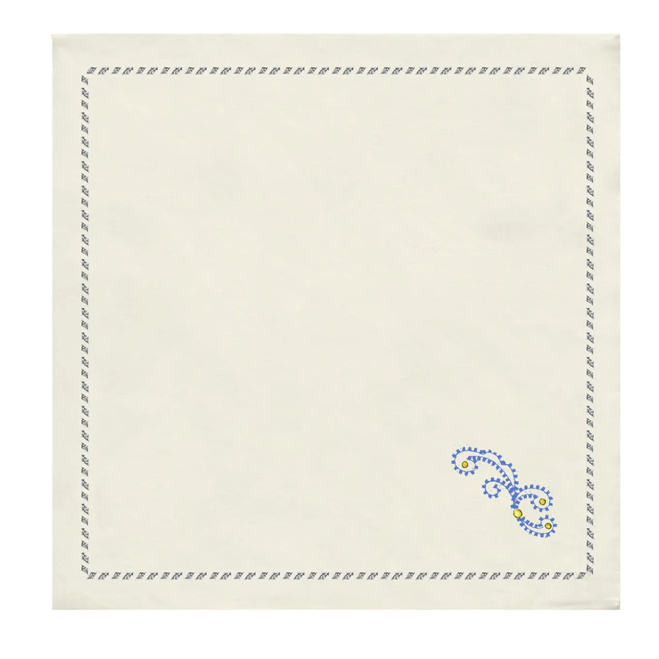 Luminaria Festa Set of 2 Light-Blue-Embroidered Linen Napkins