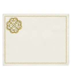 Luminaria Rosone Set of 2 Gold-Embroidered Linen Placemats