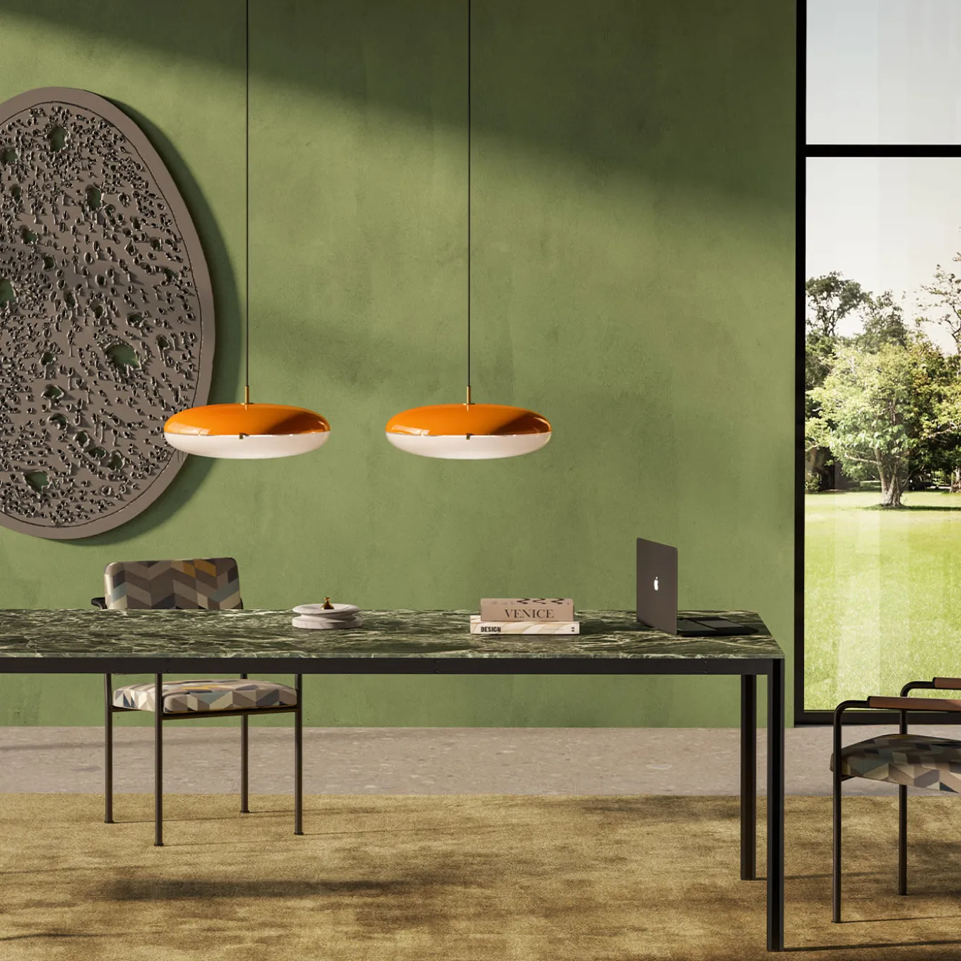 Luna Orange Pendant Lamp by Gio Ponti