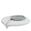 Luna Table in Green Luana and White Carrara Marble