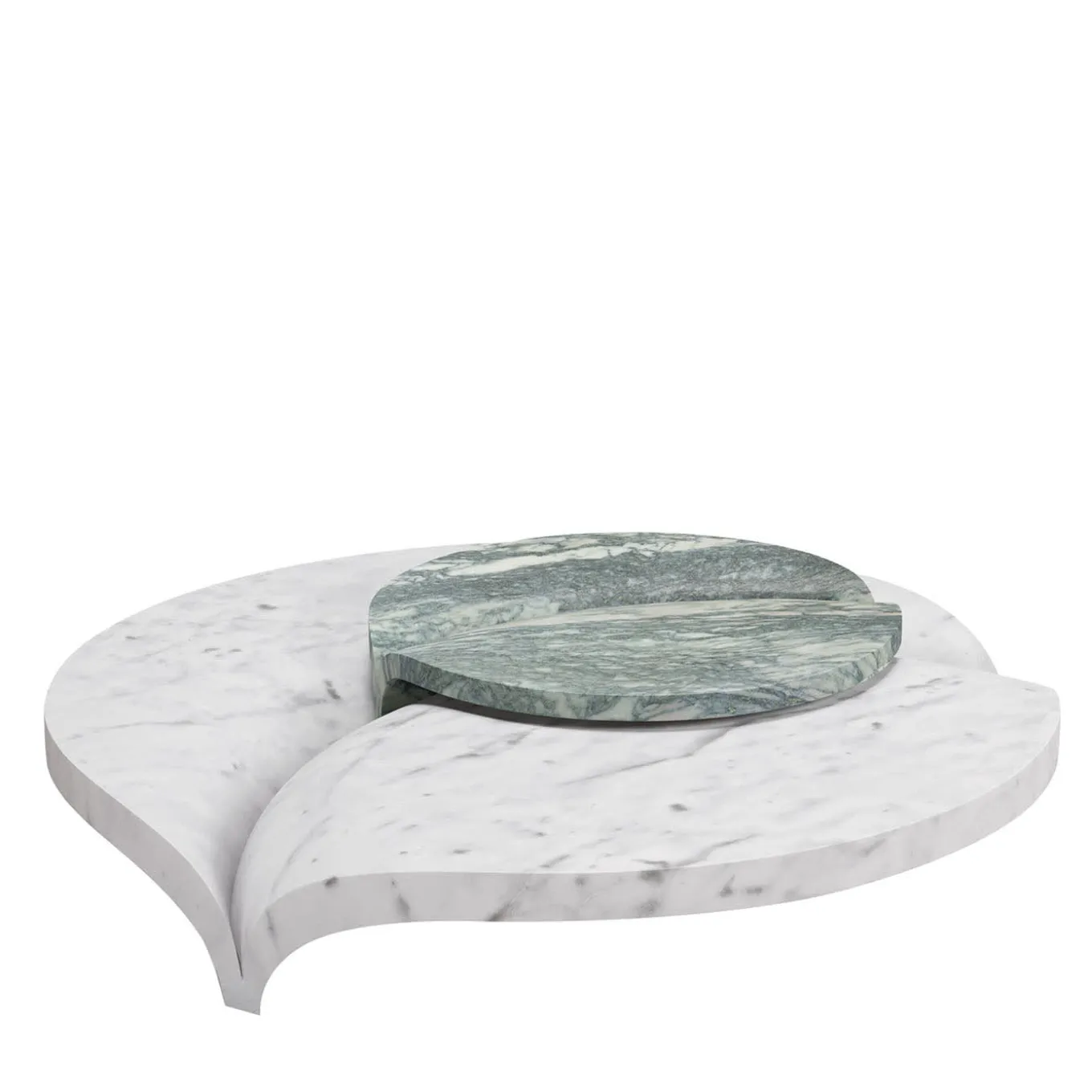 Luna Table in Green Luana and White Carrara Marble