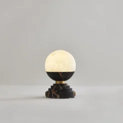 Lunar Table Lamp in Portoro Marble and Onyx