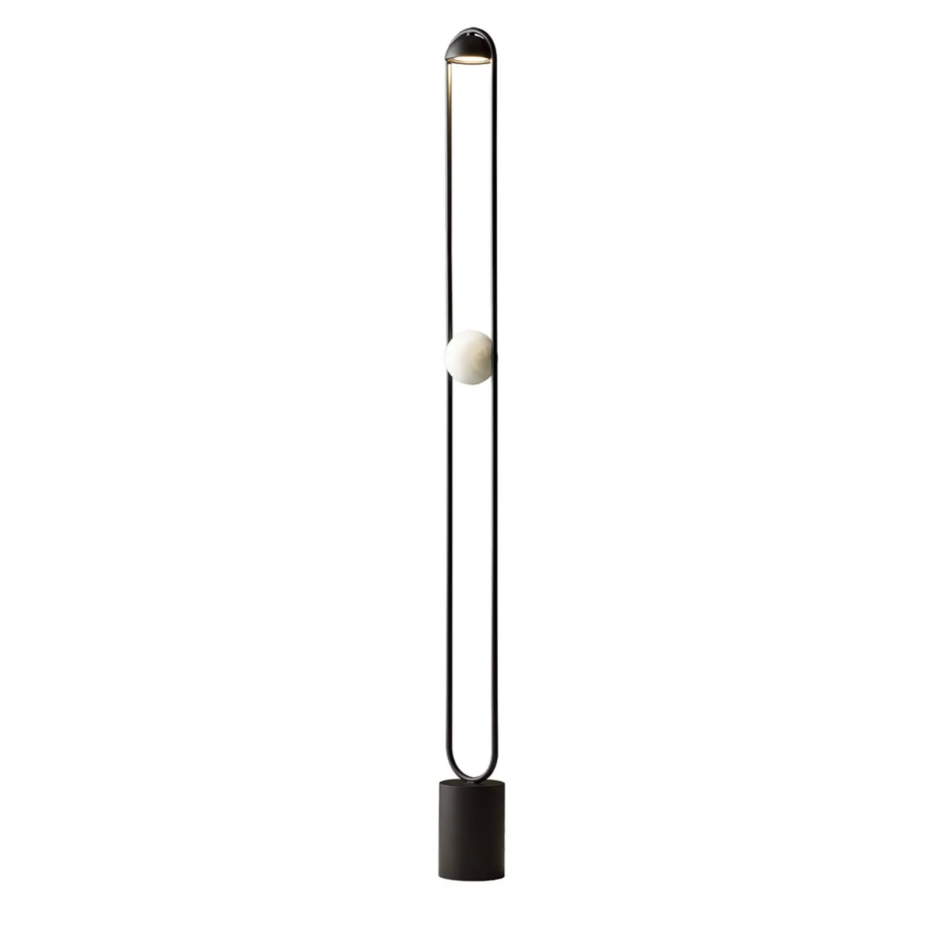 Luppiter Alabaster Black And Galvanized Metal Floor Lamp