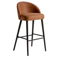 LV 101 S Nubuck Leather High Stool with Dyed Wood Legs