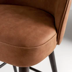 LV 101 S Nubuck Leather High Stool with Dyed Wood Legs