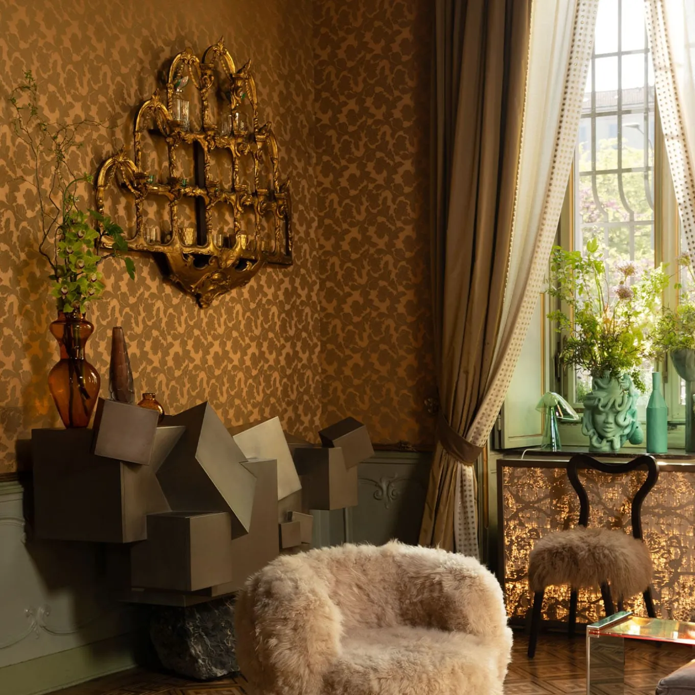 Mademoiselle Green Glass Table Lamp by Quaglio Simonelli