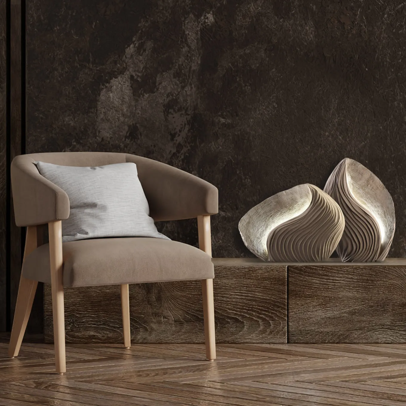 Madrepora Lecce Stone Horizontal Light Sculpture