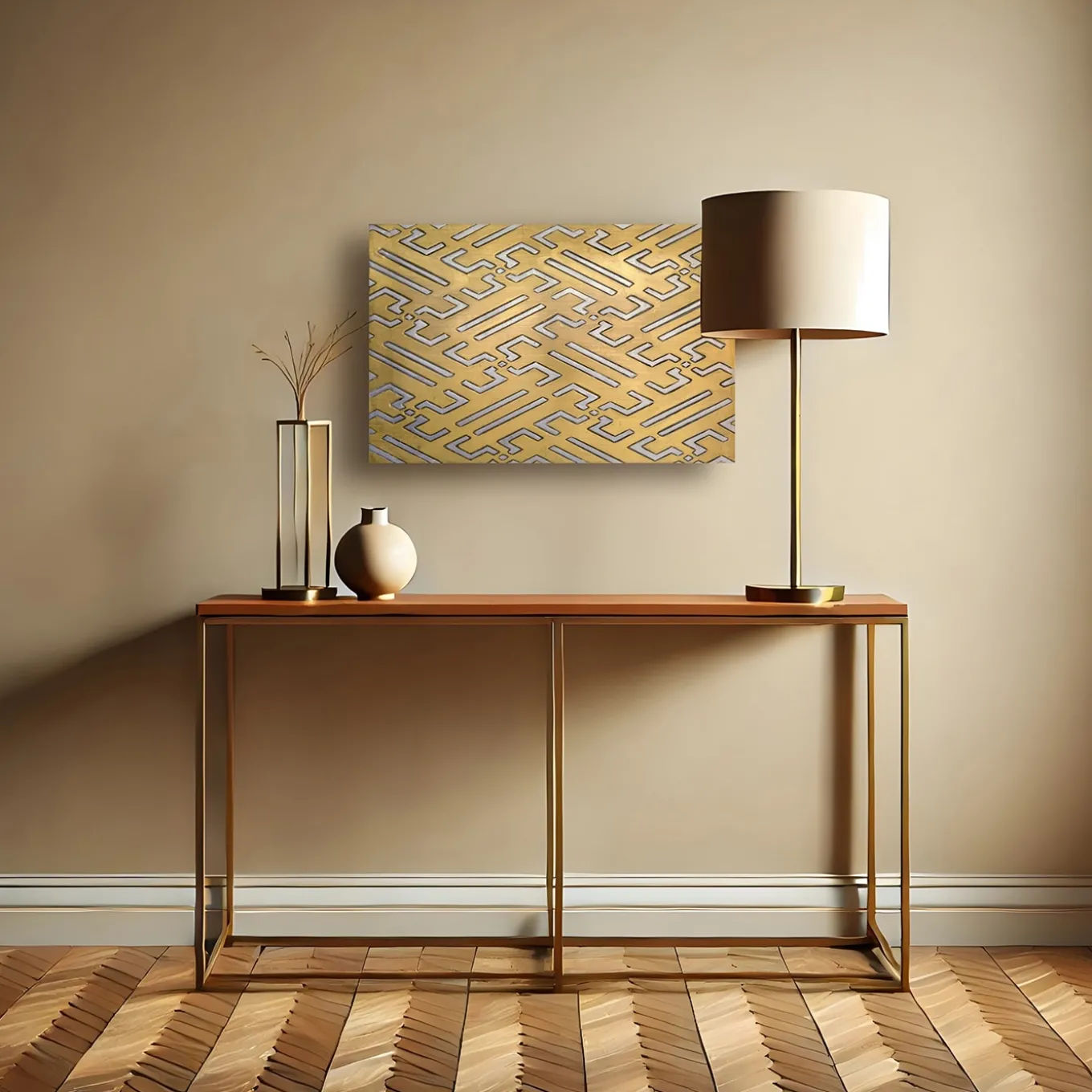 Magnetic Path Carved wood with gold & silver leaf by Giuseppe Caiafa