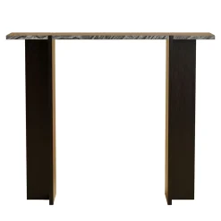Maha Black Kenya Marble and Oak Wood Console