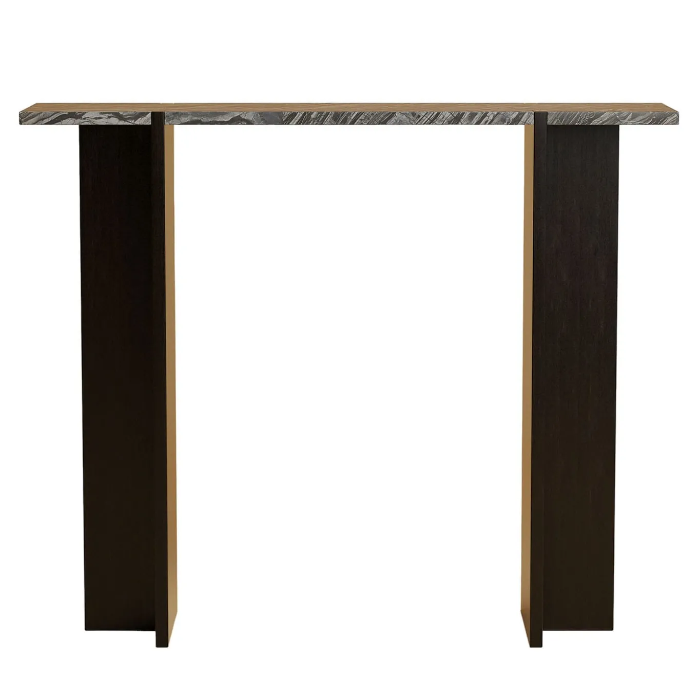 Maha Black Kenya Marble and Oak Wood Console