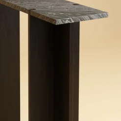 Maha Black Kenya Marble and Oak Wood Console