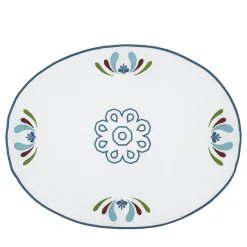 Maiolica Set of 2 Embroidered Oval Polychrome Table Mats