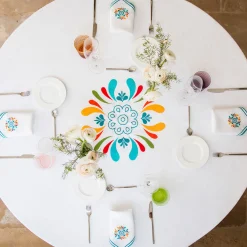 Maiolica White Linen Tablecloth