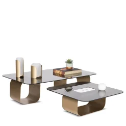 Maiz Large Glass and Steel Coffee Table