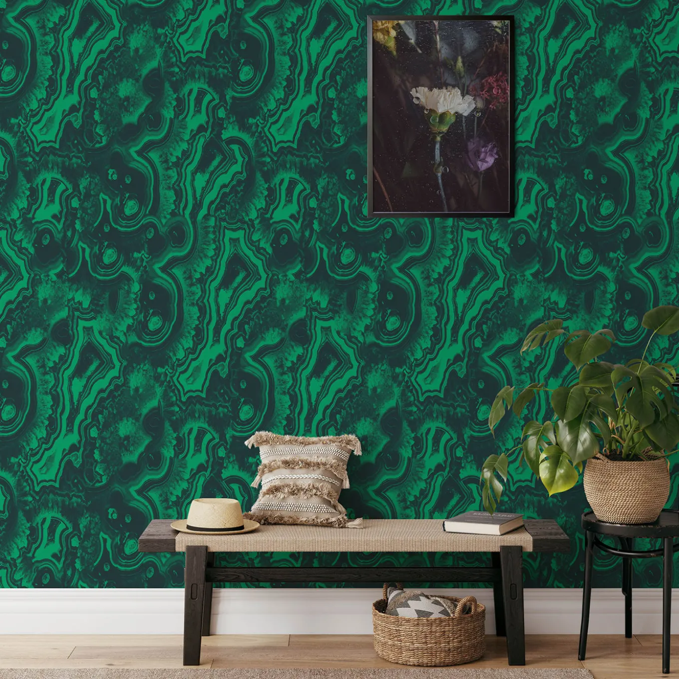 Malachite Section Geode Wallpaper