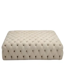 Malvina Collection - White Large Square Capitonnè Pouf