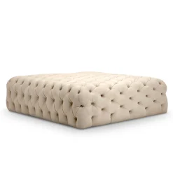 Malvina Collection - White Large Square Capitonnè Pouf