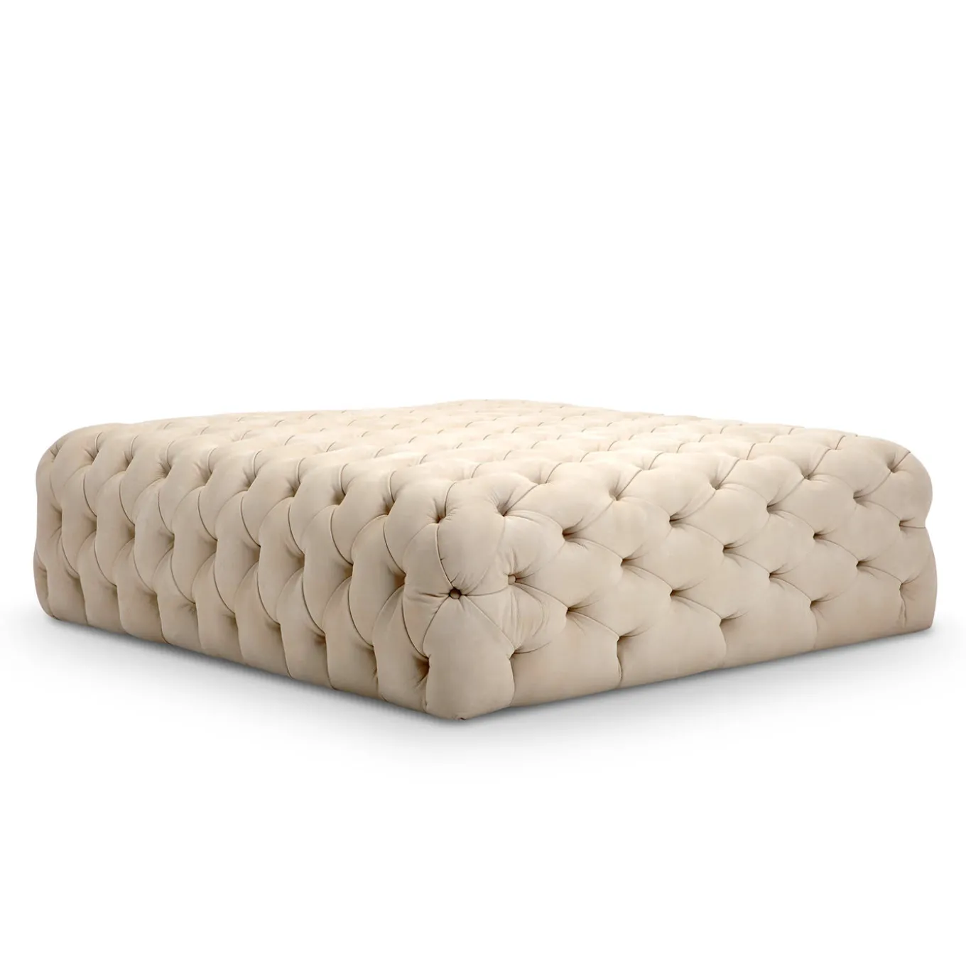Malvina Collection - White Large Square Capitonnè Pouf