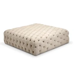 Malvina Collection - White Large Square Capitonnè Pouf