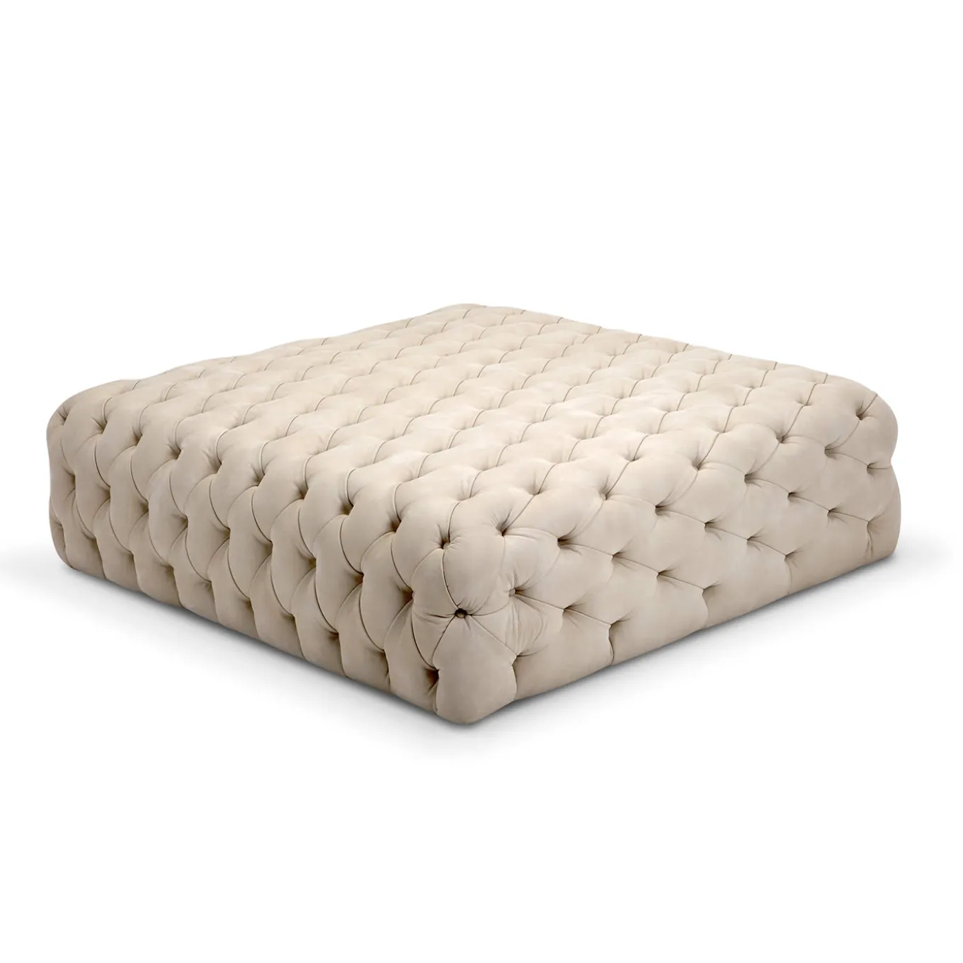 Malvina Collection - White Large Square Capitonnè Pouf