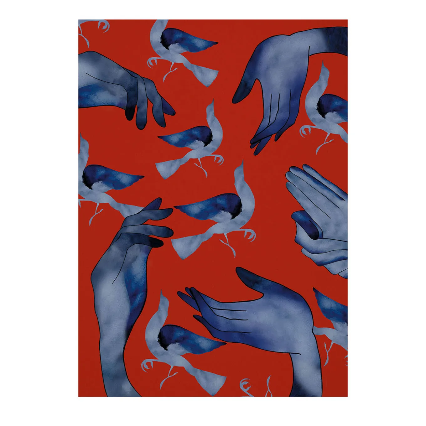 Mani e Nuvole Print On Viscose - Limited Edition of 15 Pieces