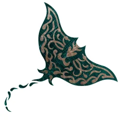 Manta Ray Calacatta Gold Marble & Leather Decorative Panel