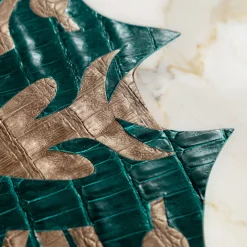 Manta Ray Calacatta Gold Marble & Leather Decorative Panel