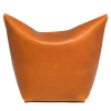 Mao Orange Leather Pouf by Viola Tonucci