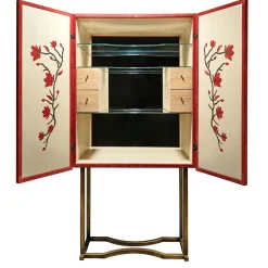 Marcello Red Leather Bar Cabinet