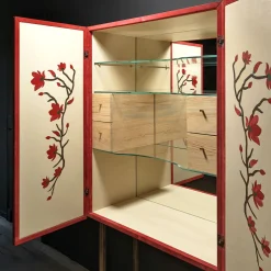 Marcello Red Leather Bar Cabinet