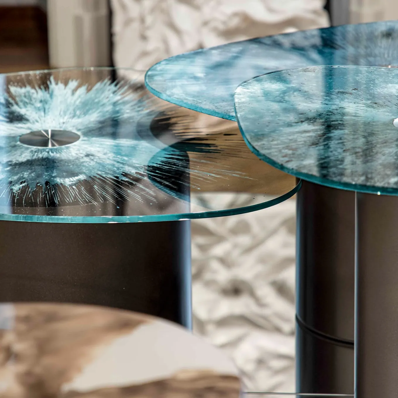 Marea Small Side Table with Tempered Glass Top