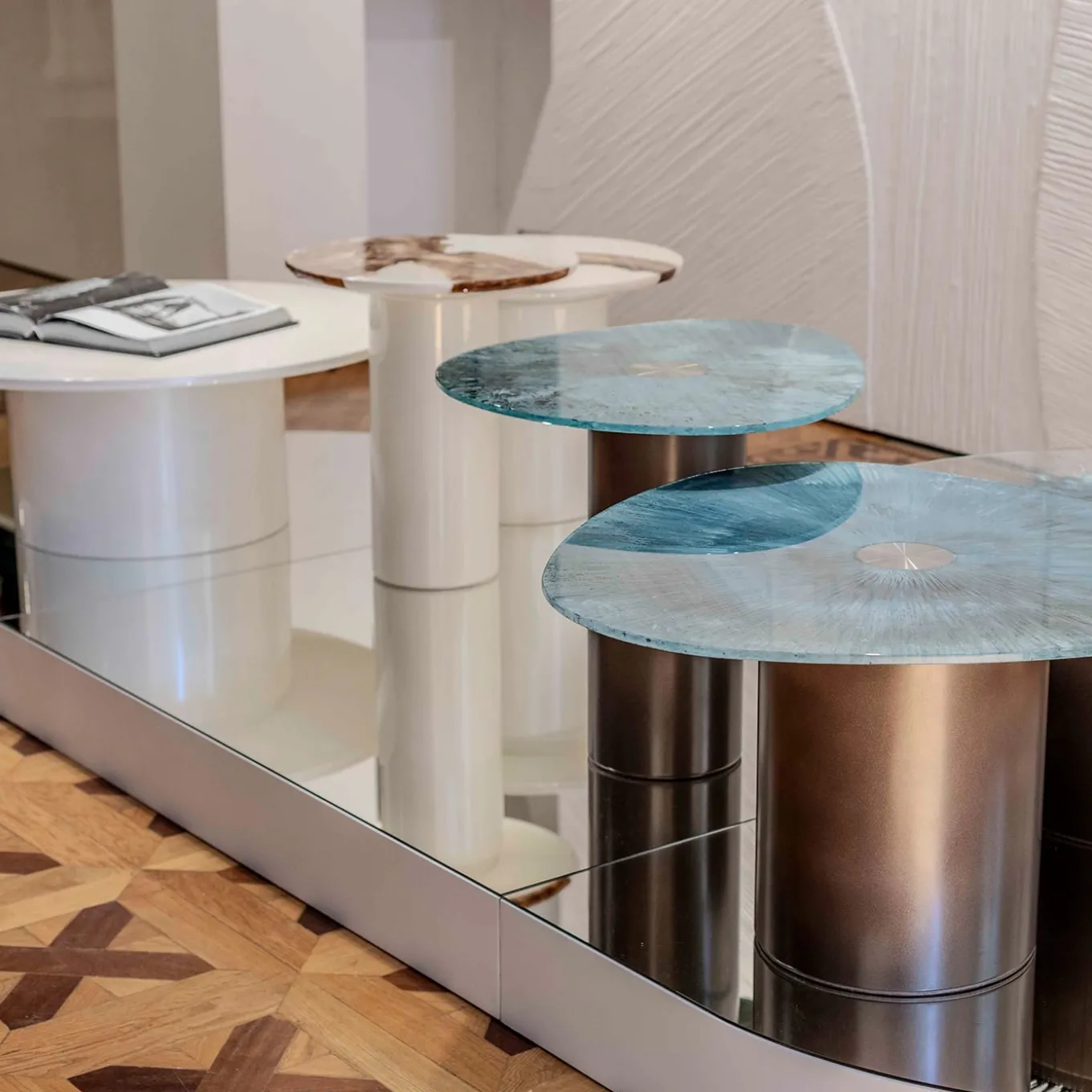 Marea Small Side Table with Tempered Glass Top