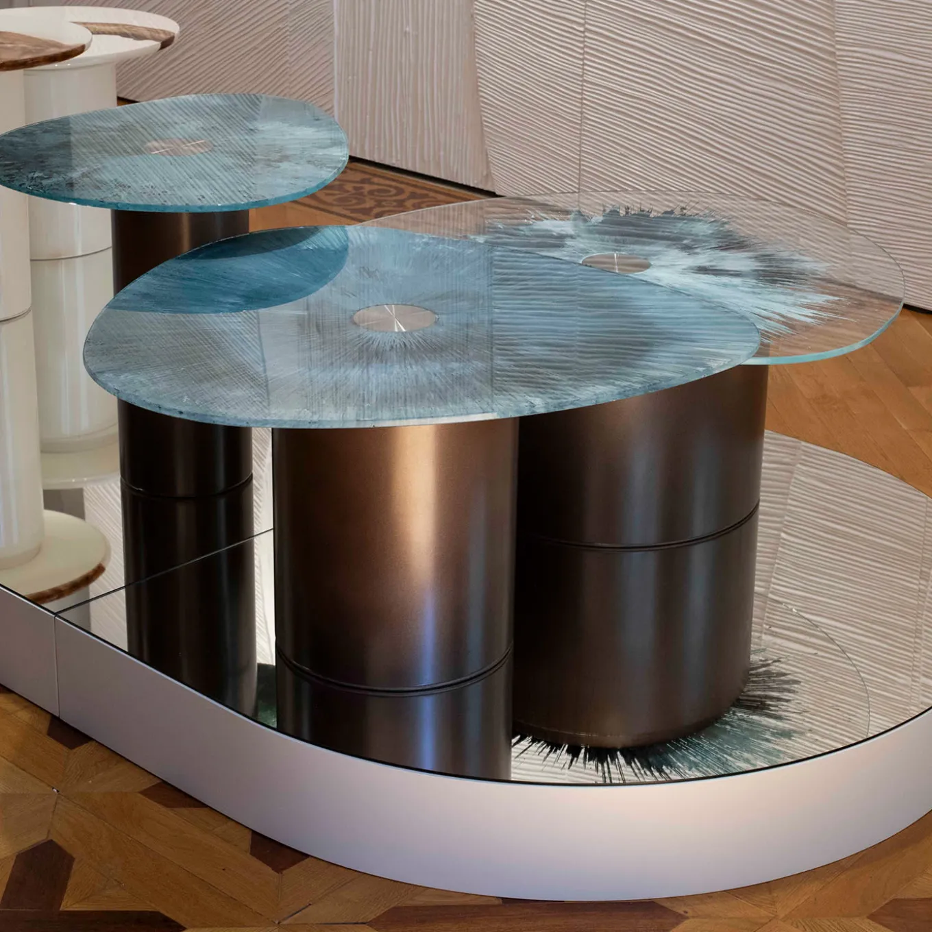 Marea Small Side Table with Tempered Glass Top