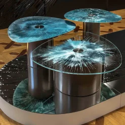 Marea Small Side Table with Tempered Glass Top