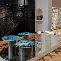 Marea Small Side Table with Tempered Glass Top