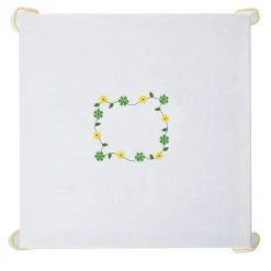 Margherita Yellow Embroidered Linen Tablecloth