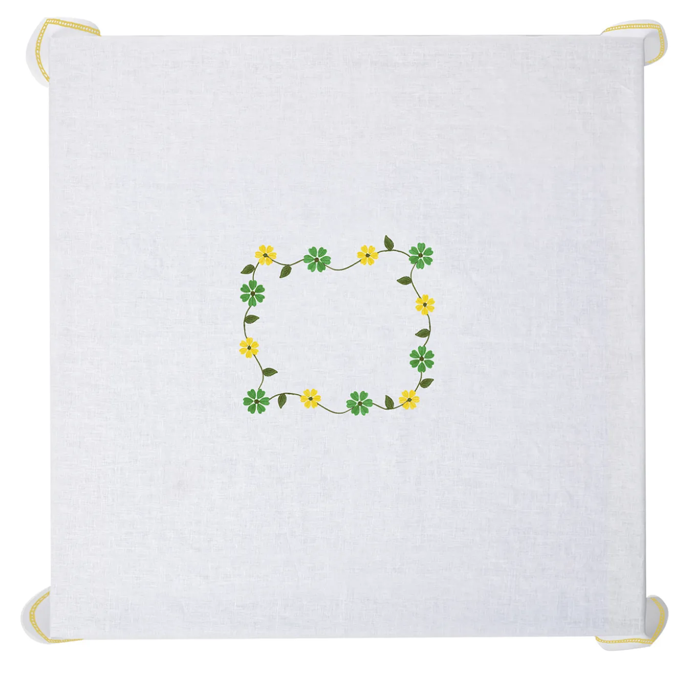 Margherita Yellow Embroidered Linen Tablecloth