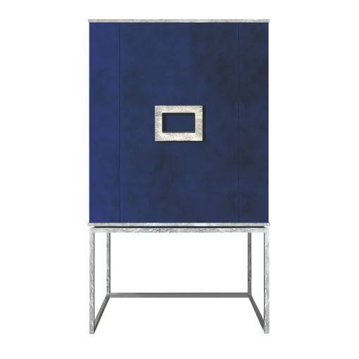 Marion Blue Lapis Paint Effect & Silver Bar Cabinet