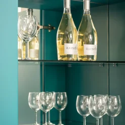 Marion Turquoise Matte Lacquer & Gold Bar Cabinet