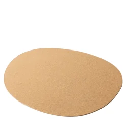 Maris Round Beige Leather Placemat by Kelly Wearstler