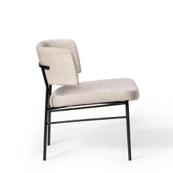 Marlen White Fabric & Black Metal Lounge Chair by EP Studio