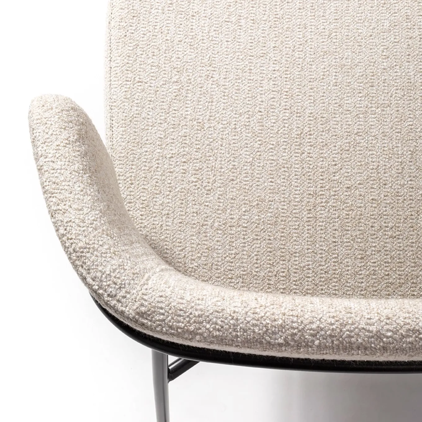 Marlen White Fabric & Black Metal Lounge Chair by EP Studio